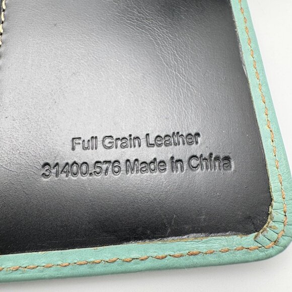 Franklin Covey Full-Grain Leather Planner Cover 7 X 4.25 Turquoise Strap Vtg - Picture 7 of 16
